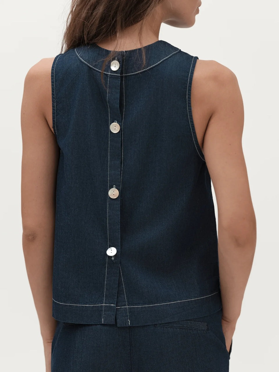 White Wise top chambray WW30261