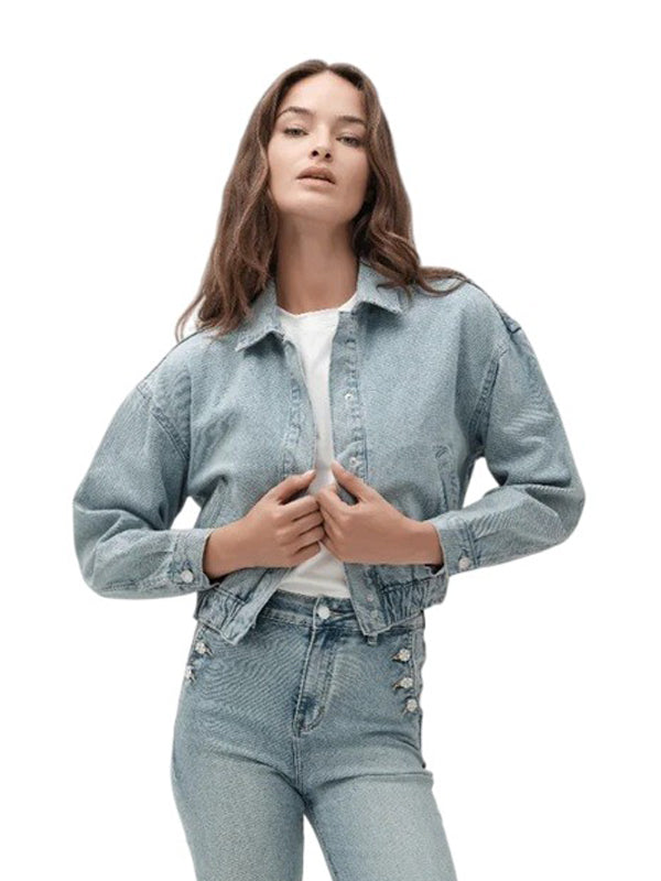 White Wise bomber in denim WW30270